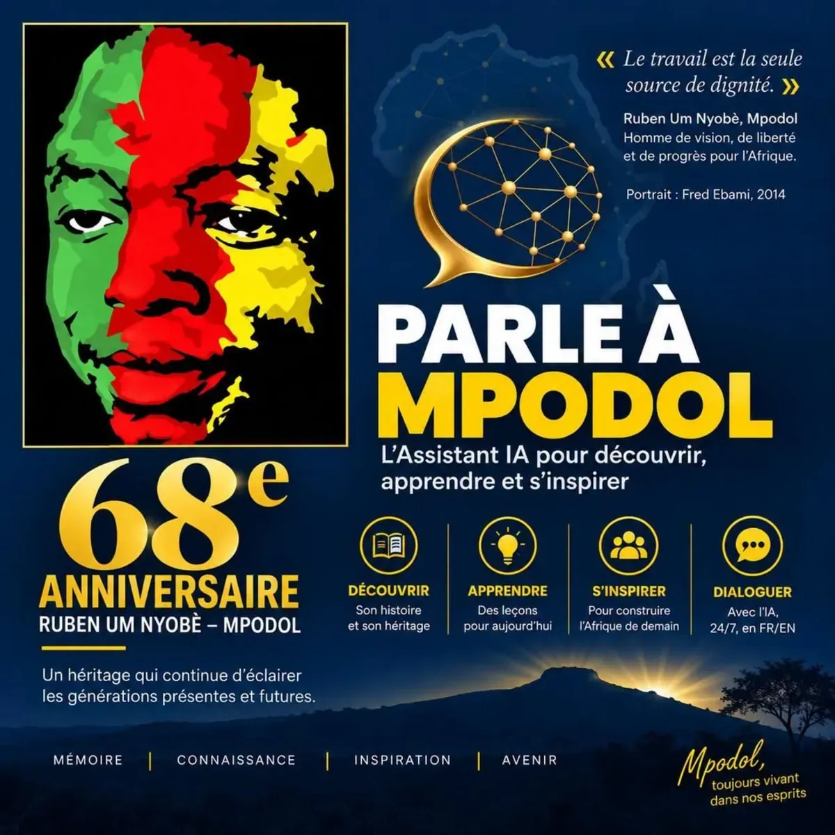 Affiche du 68e anniversaire de Ruben UM NYOBÈ - Mpodol